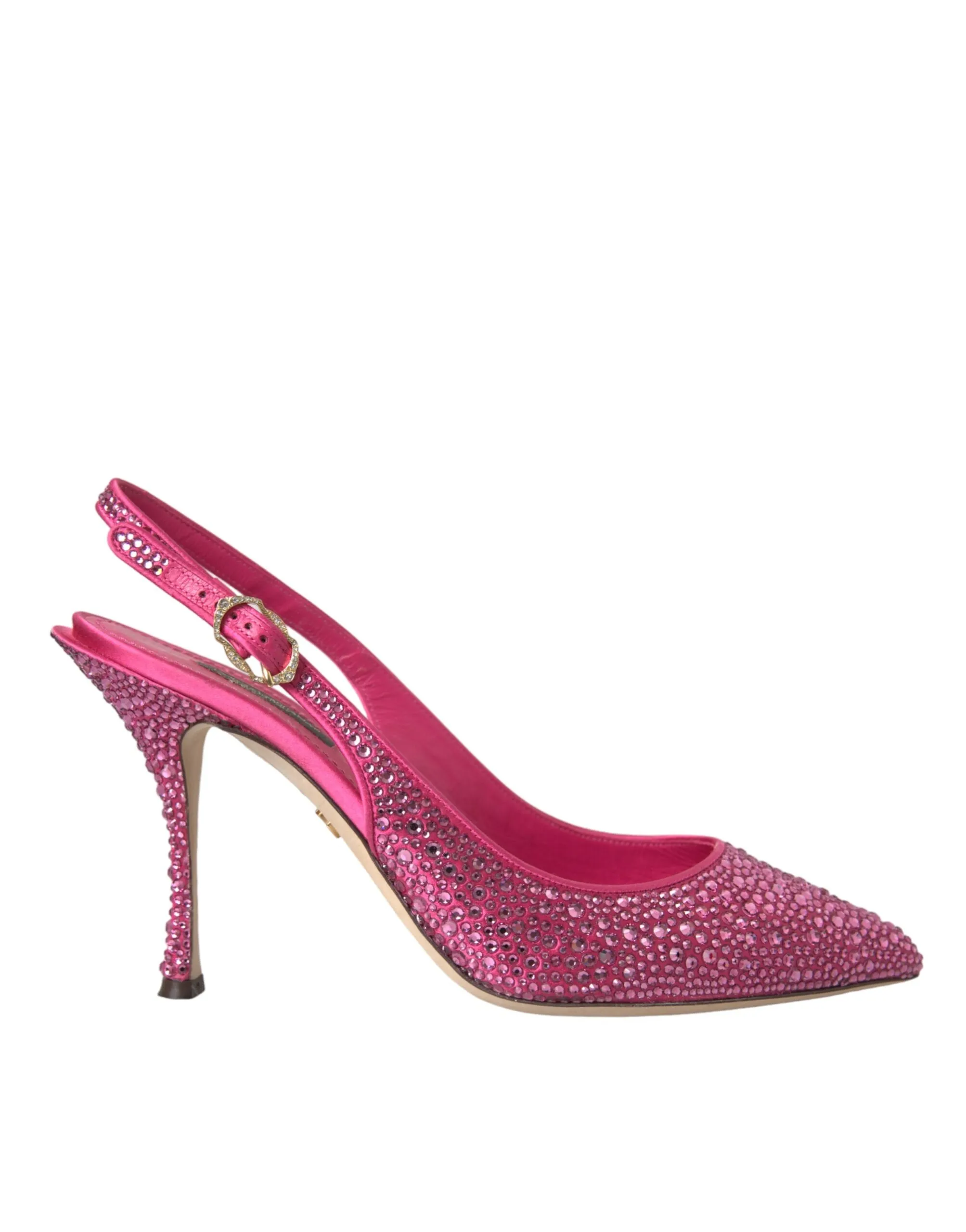 Dolce & Gabbana Women's Pink Strass Crystal Heels Slingbacks Shoes