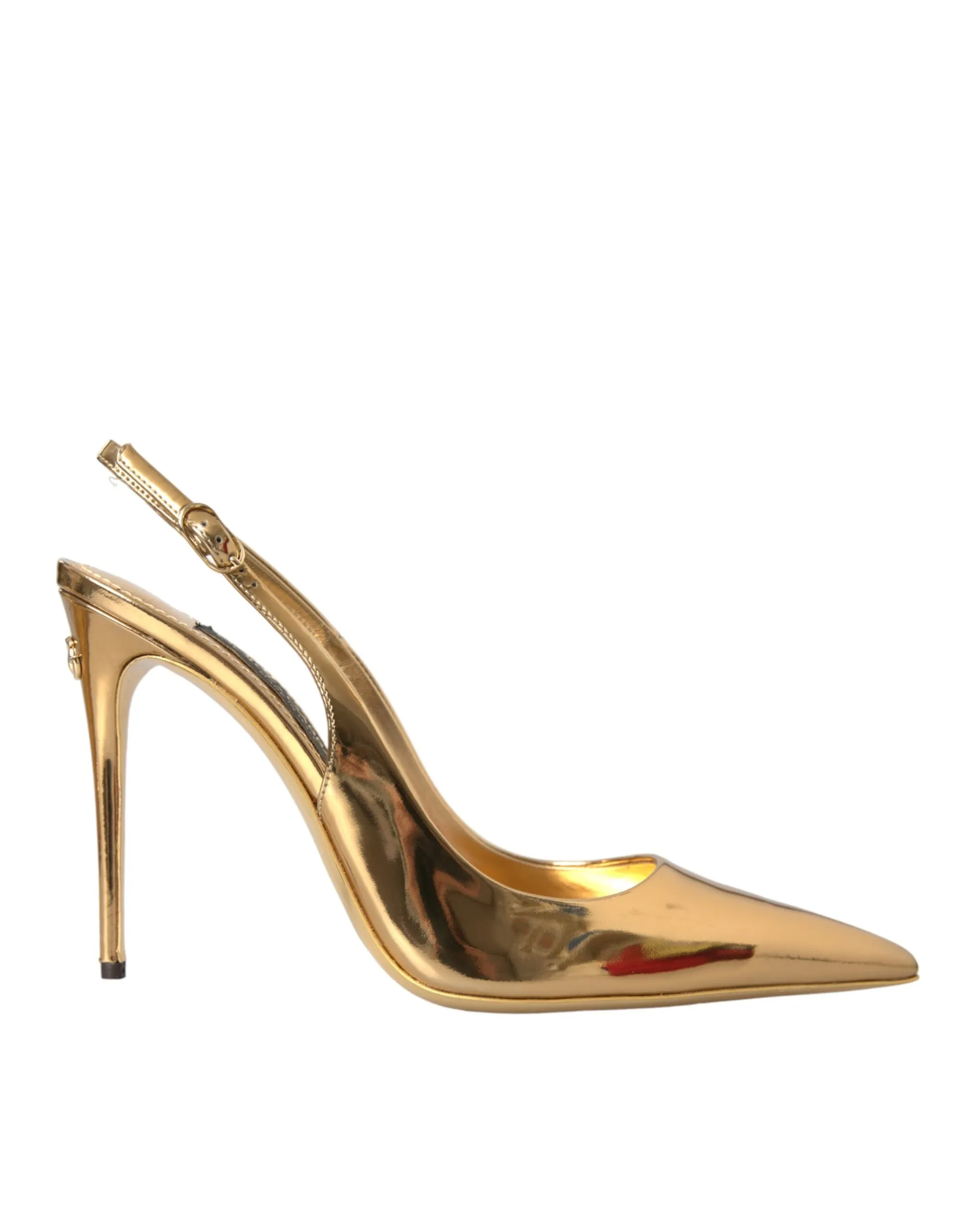 Dolce & Gabbana Women's Gold Patent Leather Heels Slingbacks Shoes