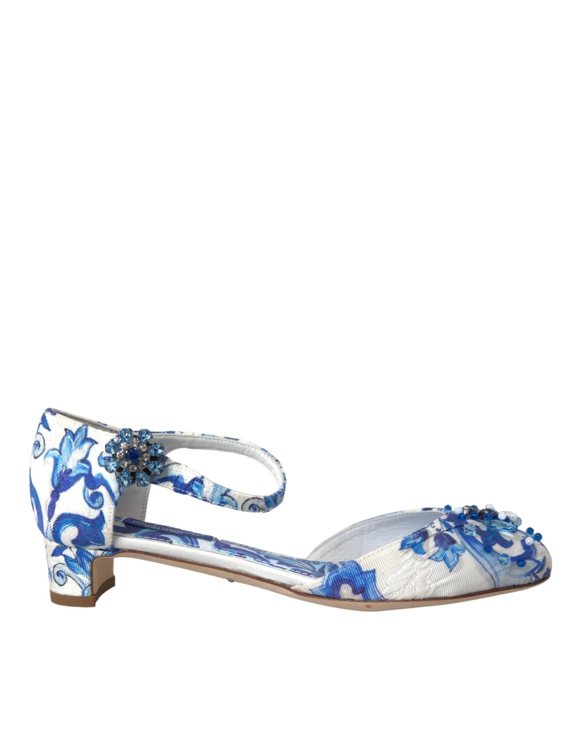 Dolce & Gabbana Women's White Majolica Mary Janes Heels Pumps Shoes