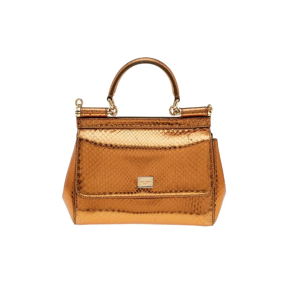 Dolce & Gabbana Women's Yellow Pitone Laminato Handbag