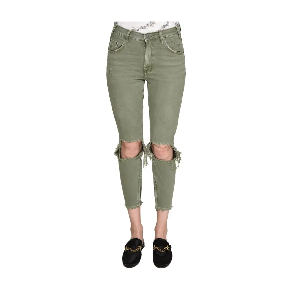One Teaspoon Women's Green Cotton Jeans & Pant