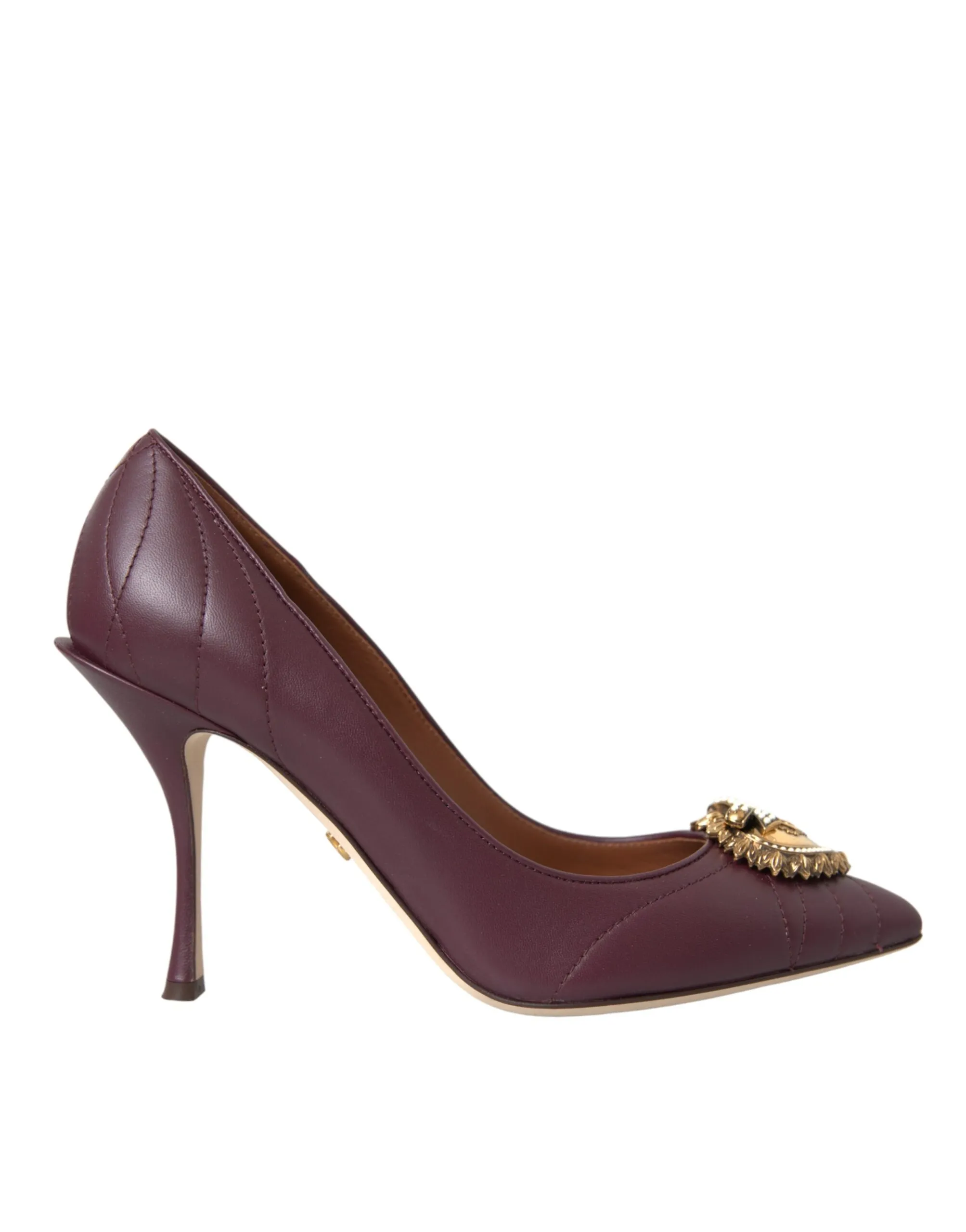 Dolce & Gabbana Women's Bordeaux Leather Heart DEVOTION Pumps Shoes