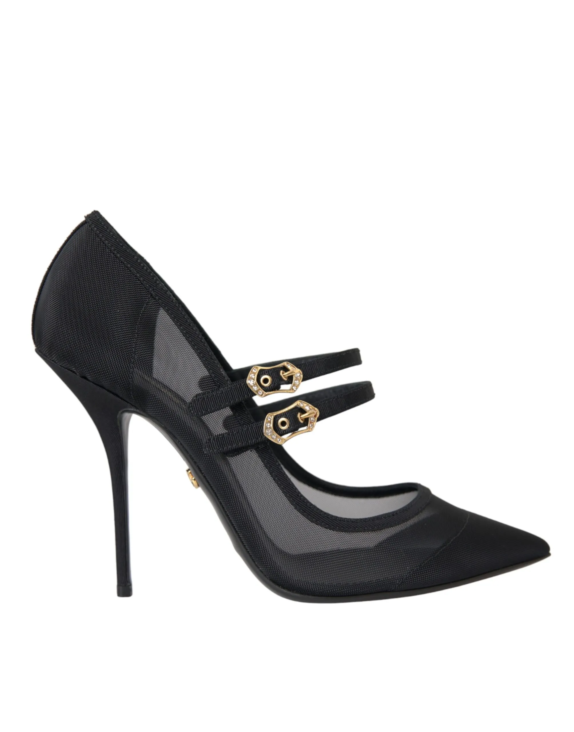 Dolce & Gabbana Women's Black Mesh Mary Janes Heels Pumps Shoes