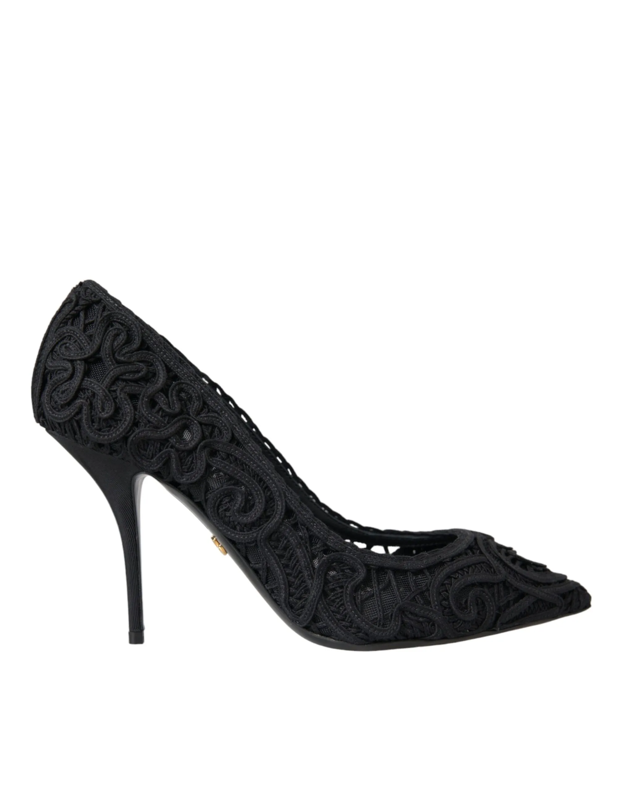 Dolce & Gabbana Women's Black Cordonetto Ricamo Pump Heels Shoes