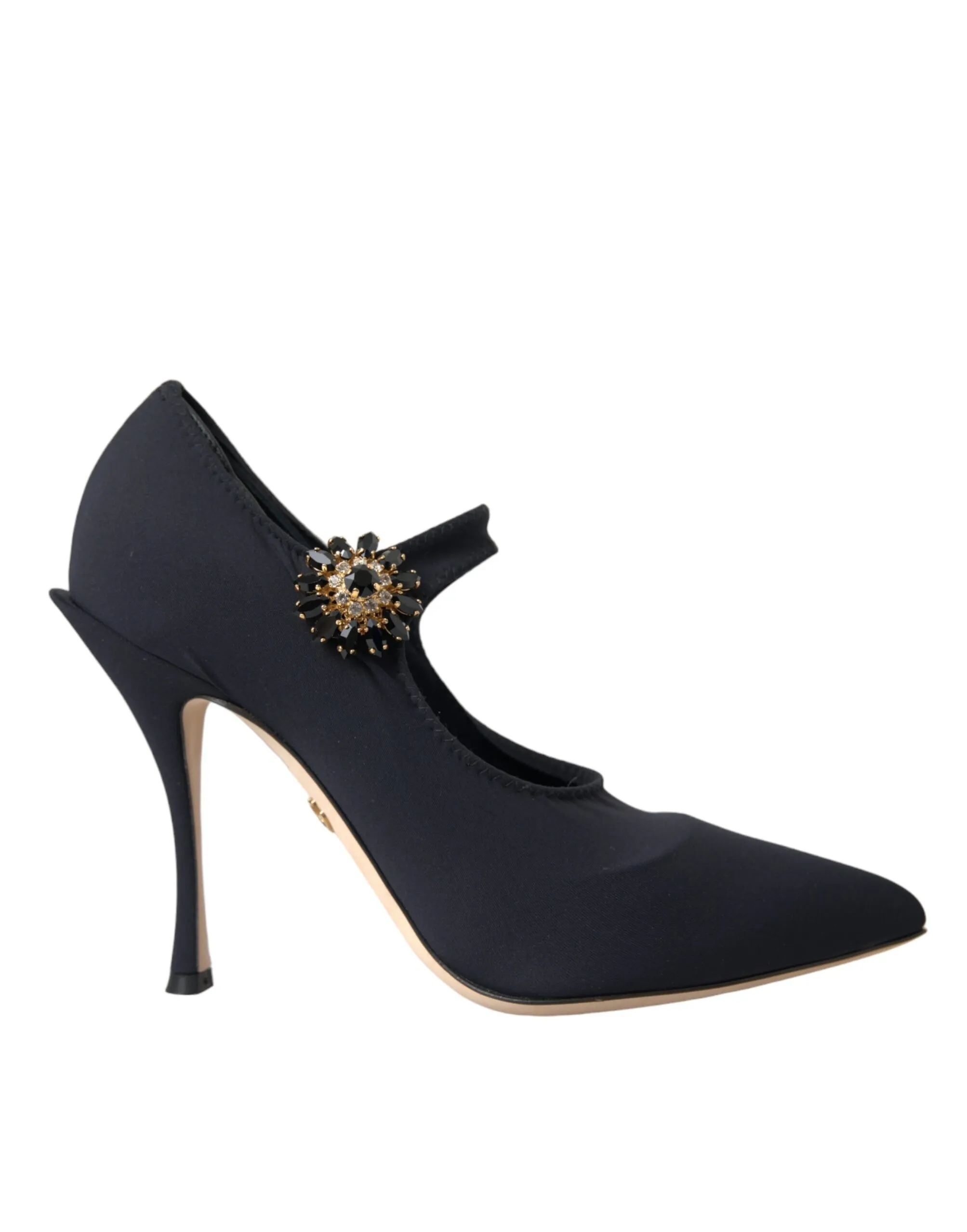 Dolce & Gabbana Women's Black Mary Jane Jersey Crystal Pumps Shoes