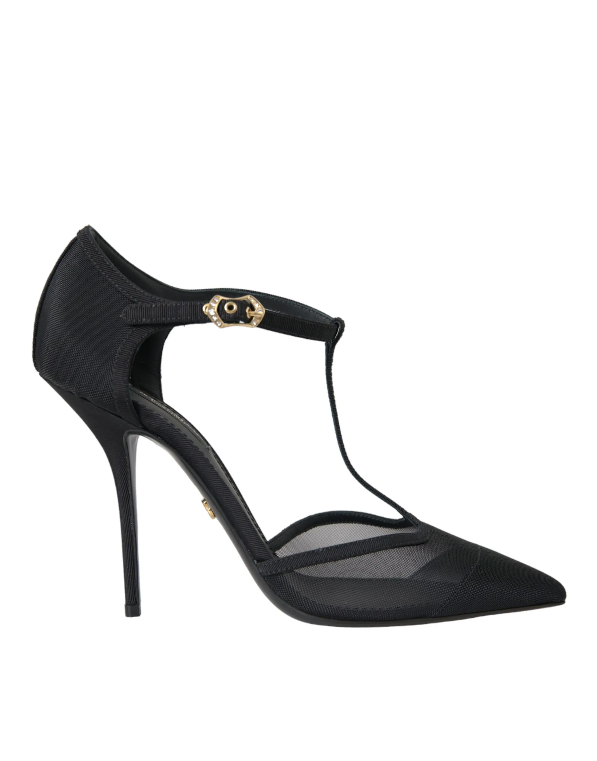 Dolce & Gabbana Women's Black Mesh T-strap Stiletto Heel Pumps Shoes