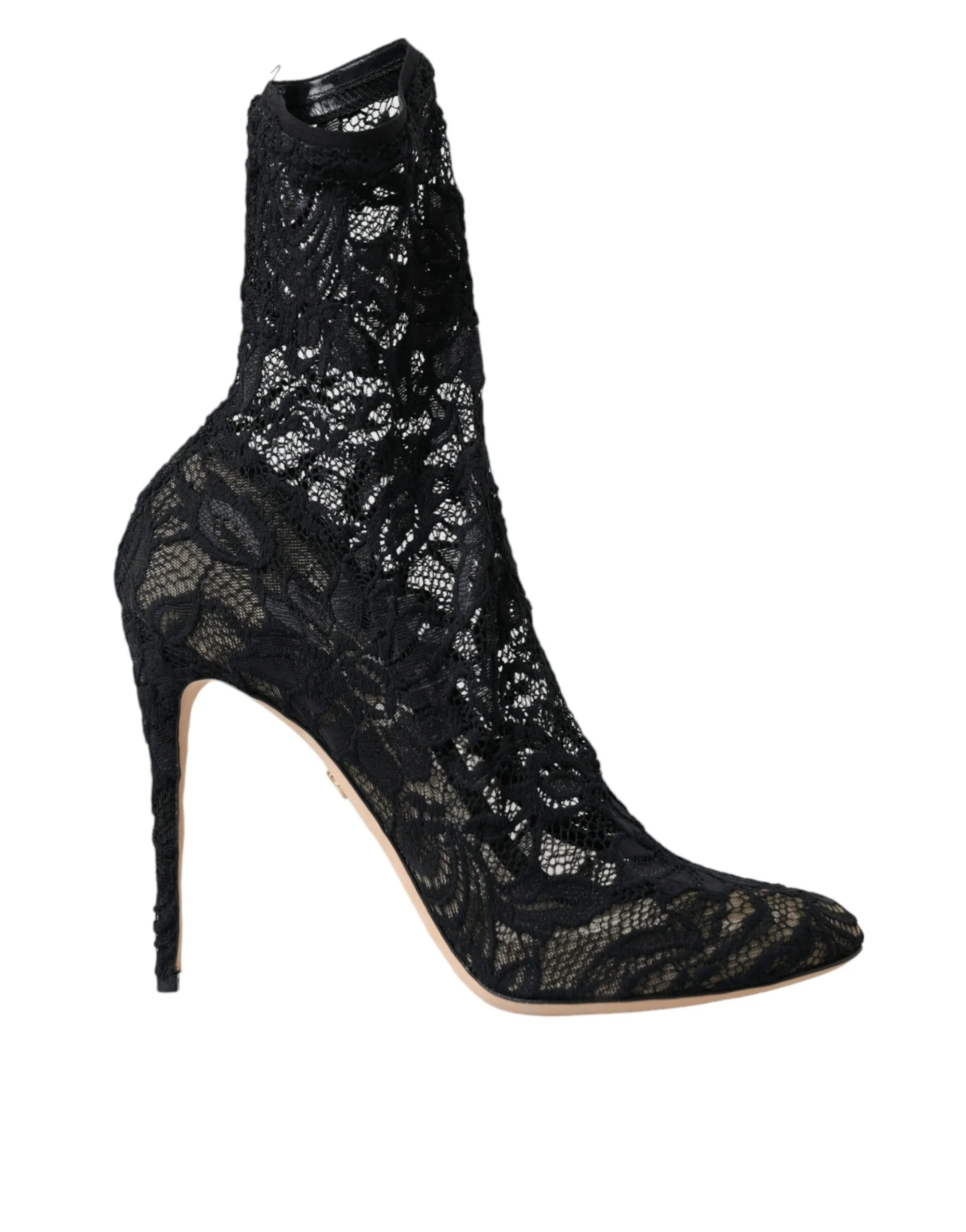 Dolce & Gabbana Women's Black Stretch Taormina Lace Boots Shoes