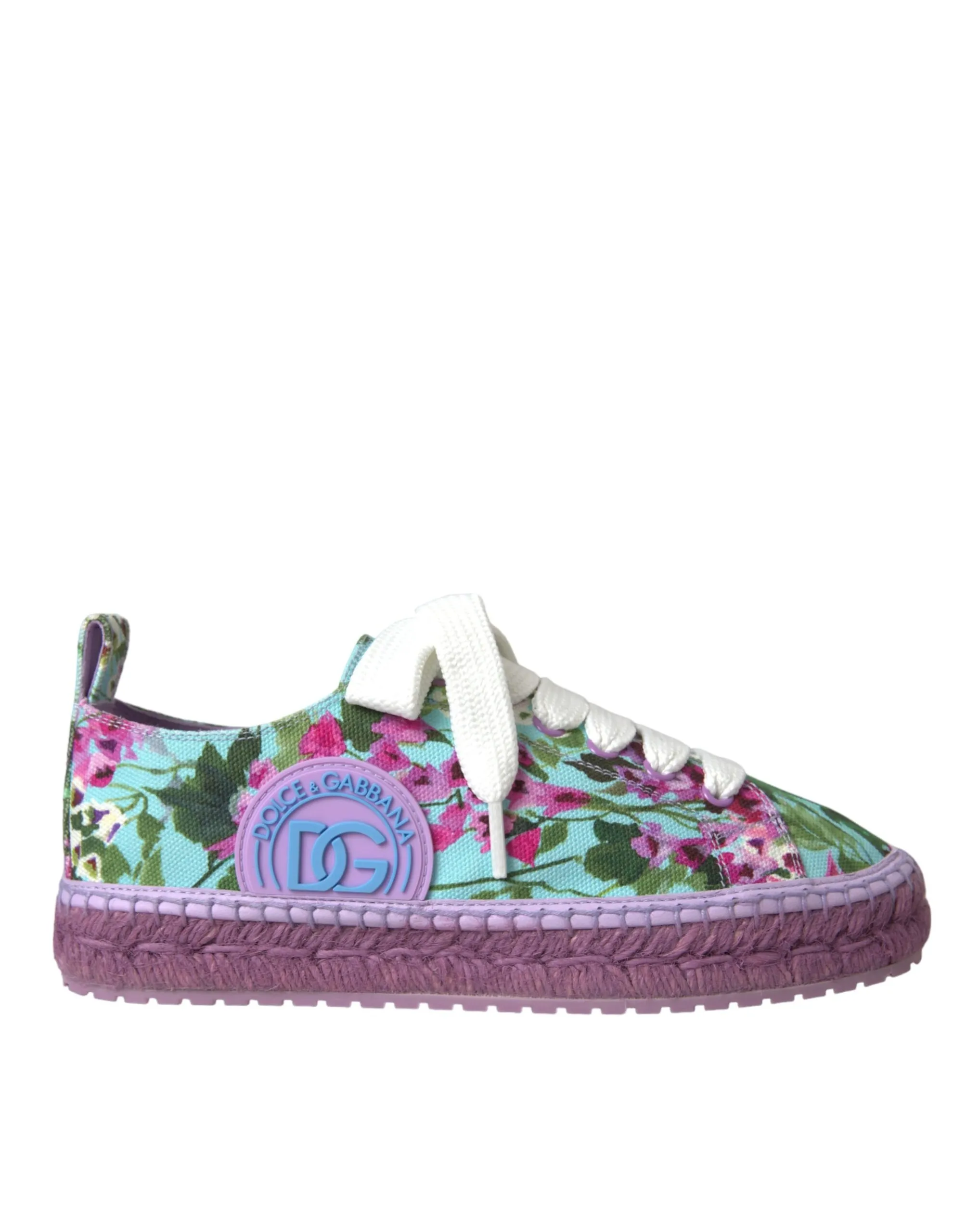 Dolce & Gabbana Women's Multicolor Canvas Floral Espadrilles Sneakers Shoes