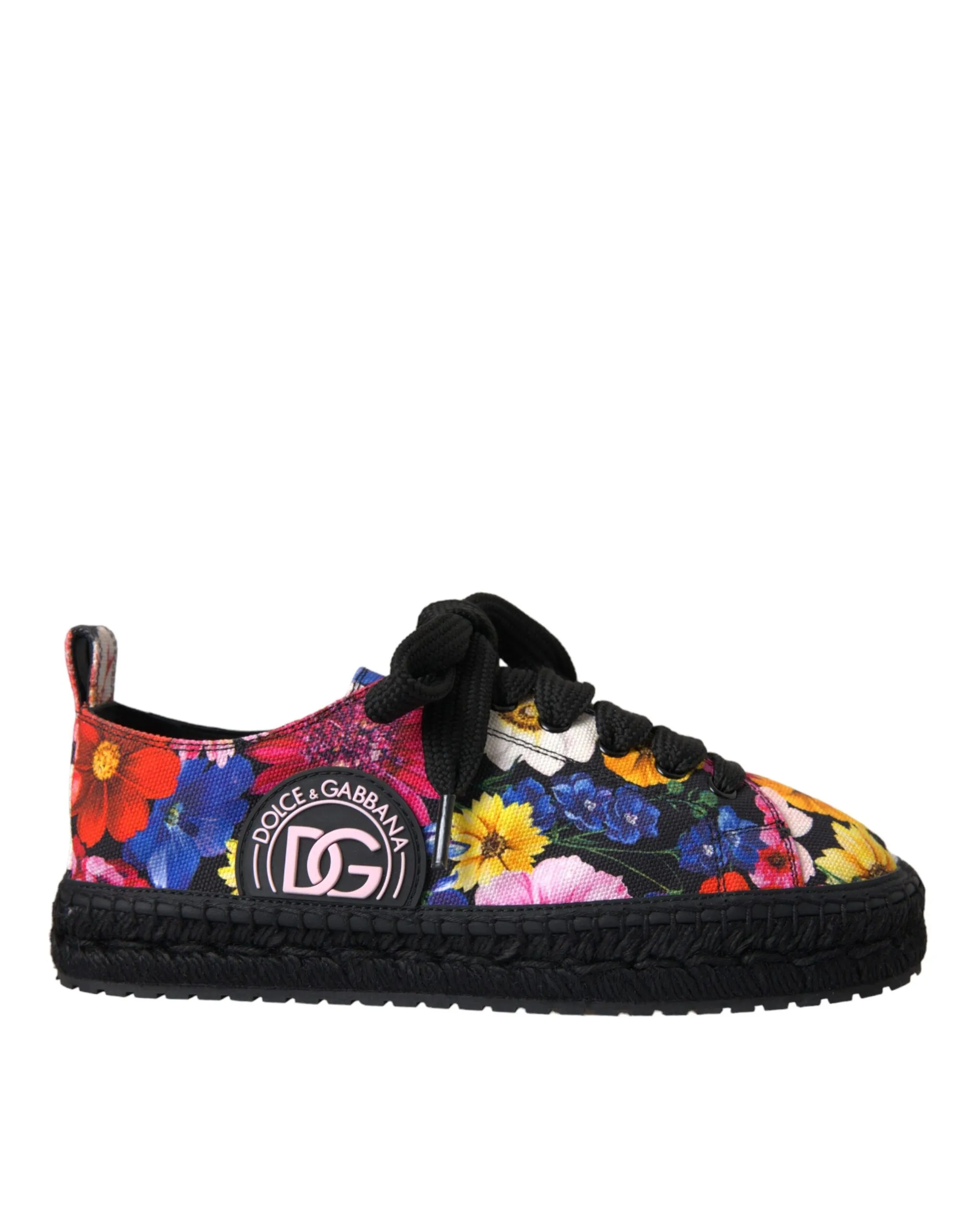Dolce & Gabbana Women's Multicolor Canvas Floral Espadrilles Sneakers Shoes