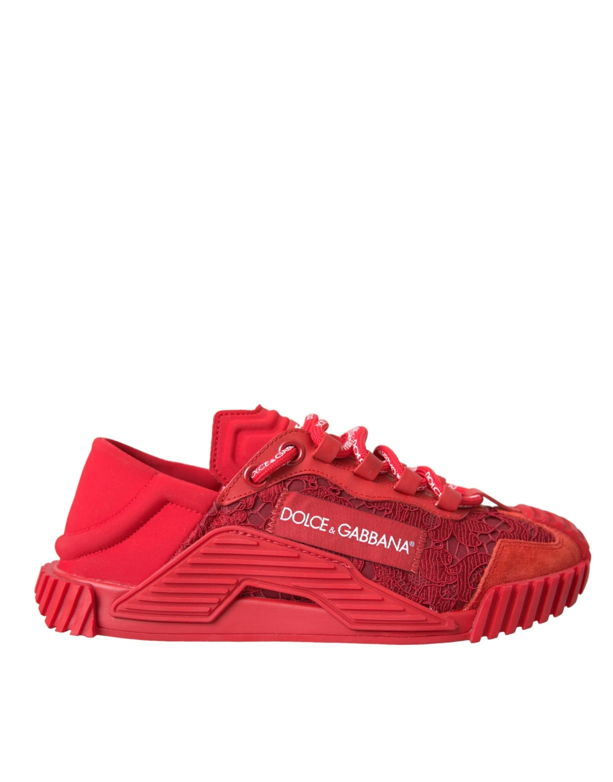 Dolce & Gabbana Women's Red Lace NS1 Low Top Casual Sneakers Shoes