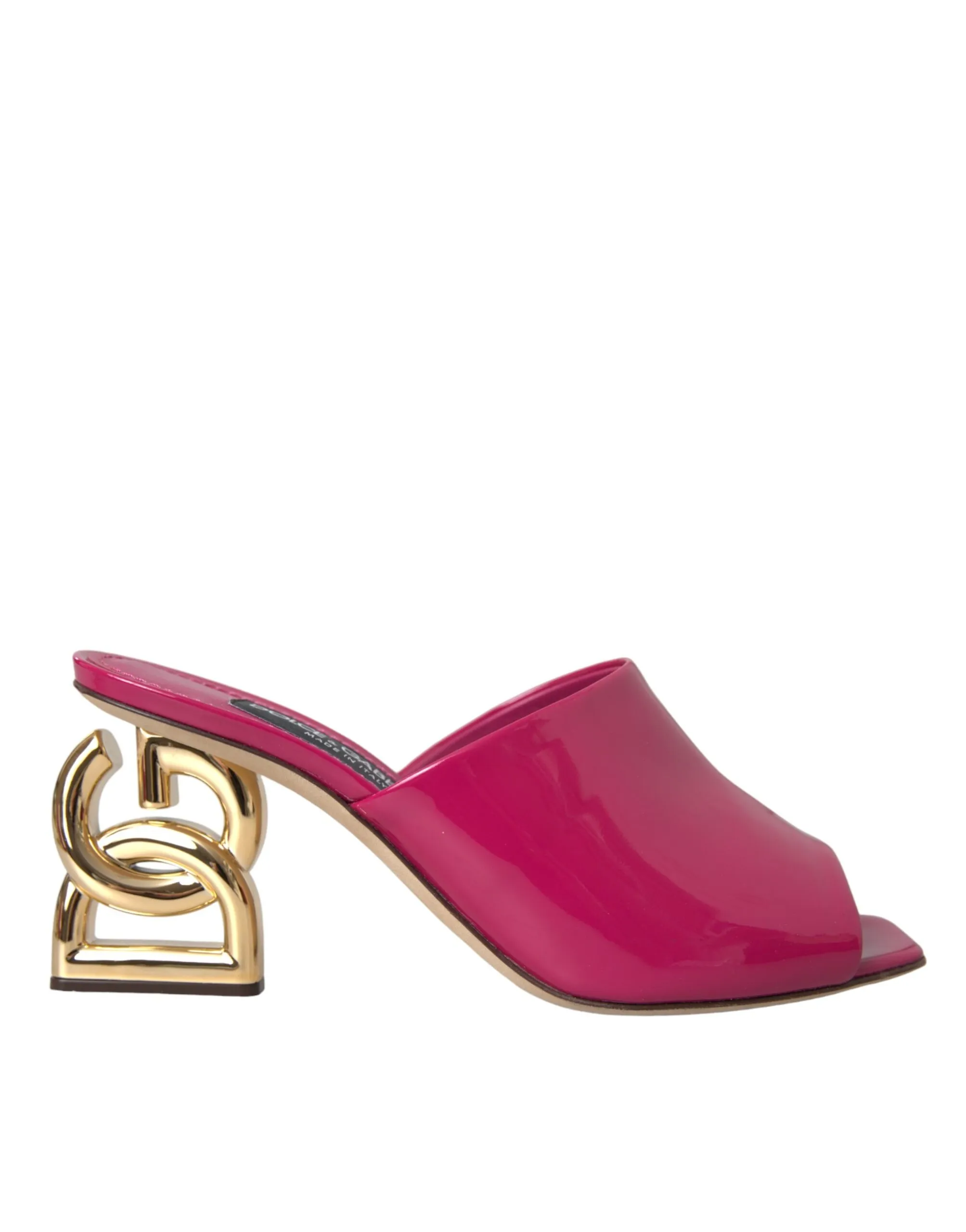 Dolce & Gabbana Women's Fuchsia DG Logo Heels Slides Sandals Shoes