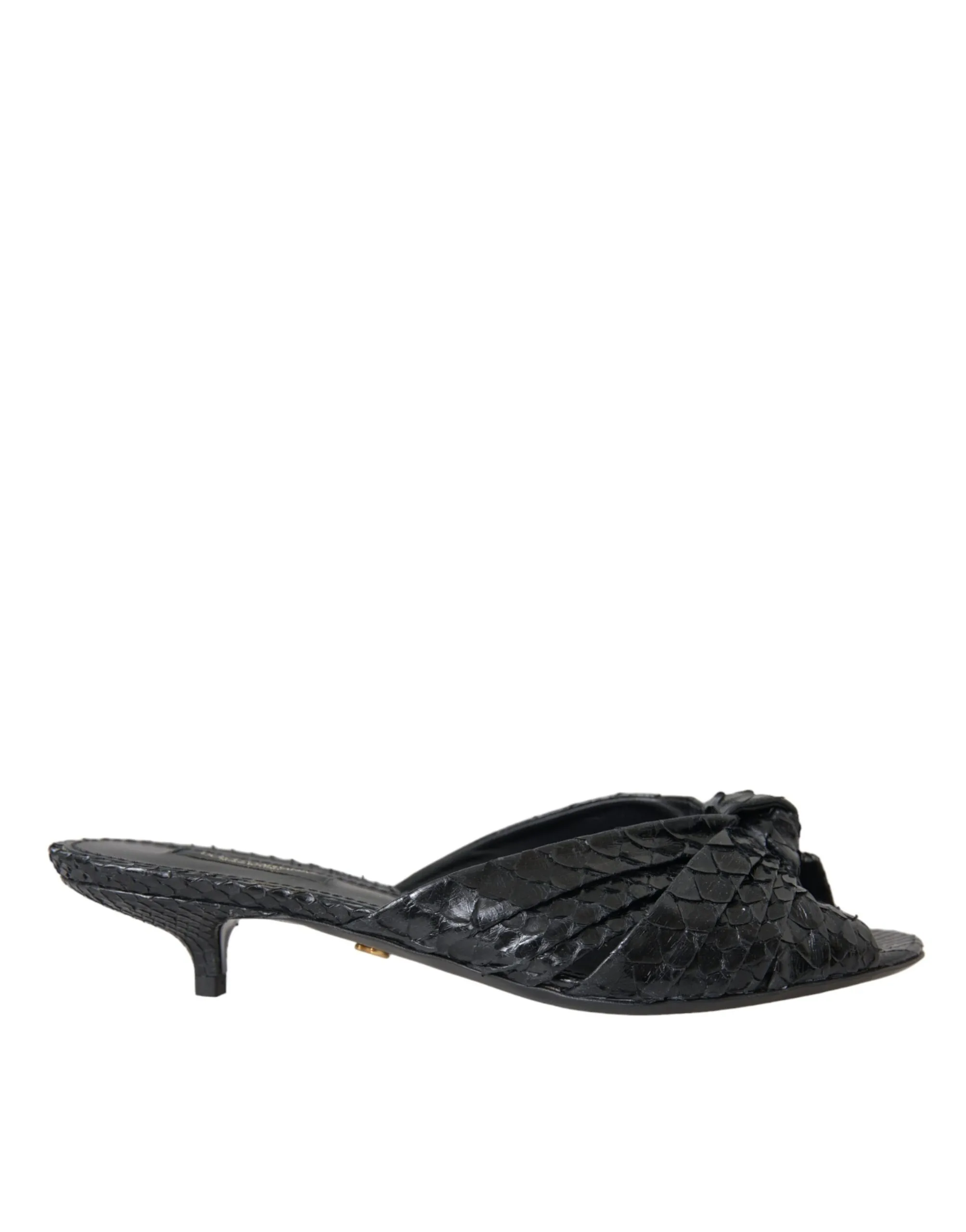 Dolce & Gabbana Women's Black Exotic Leather Heels Slides Shoes
