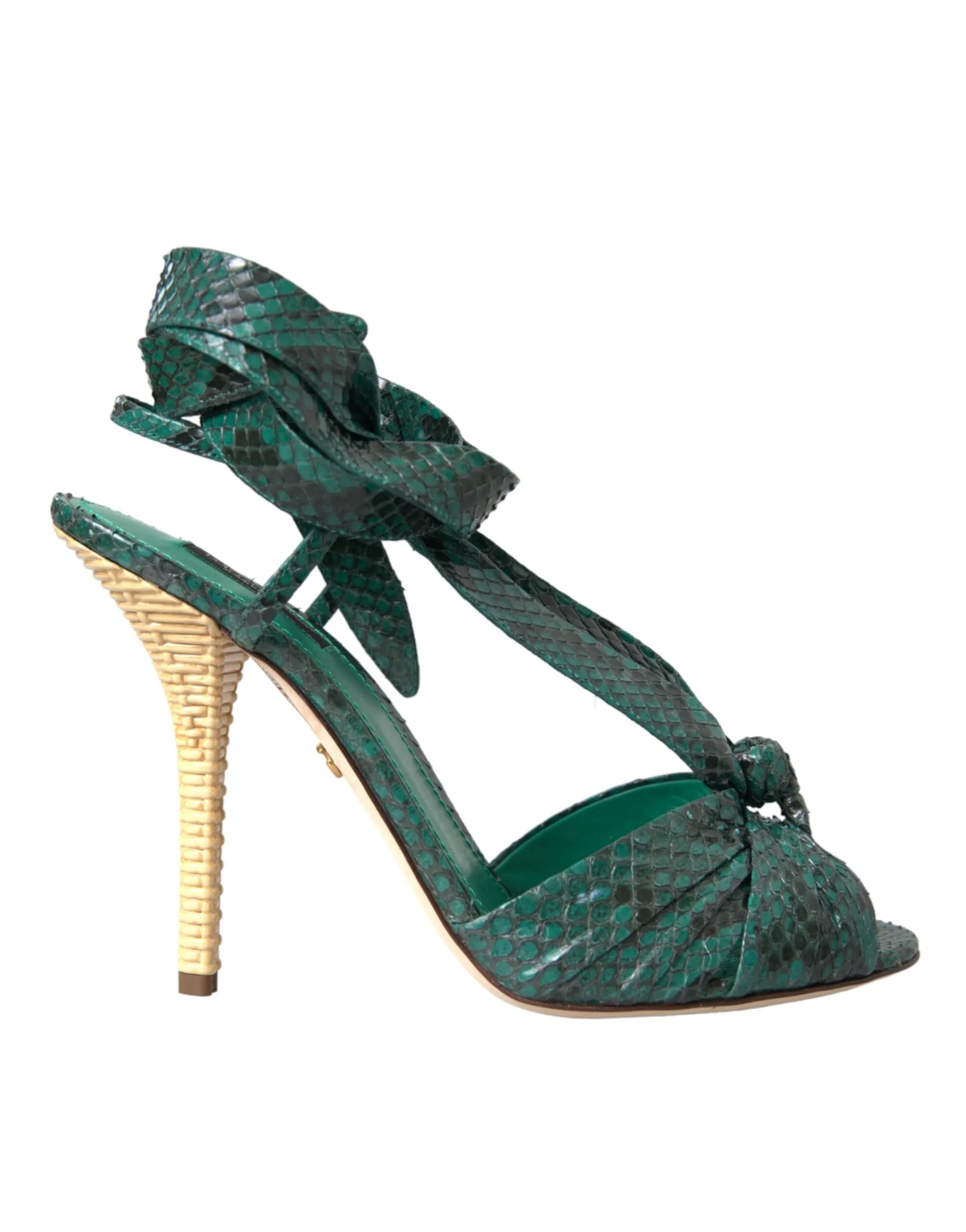 Dolce & Gabbana Women's Green Exotic Leather Heels Sandals Shoes