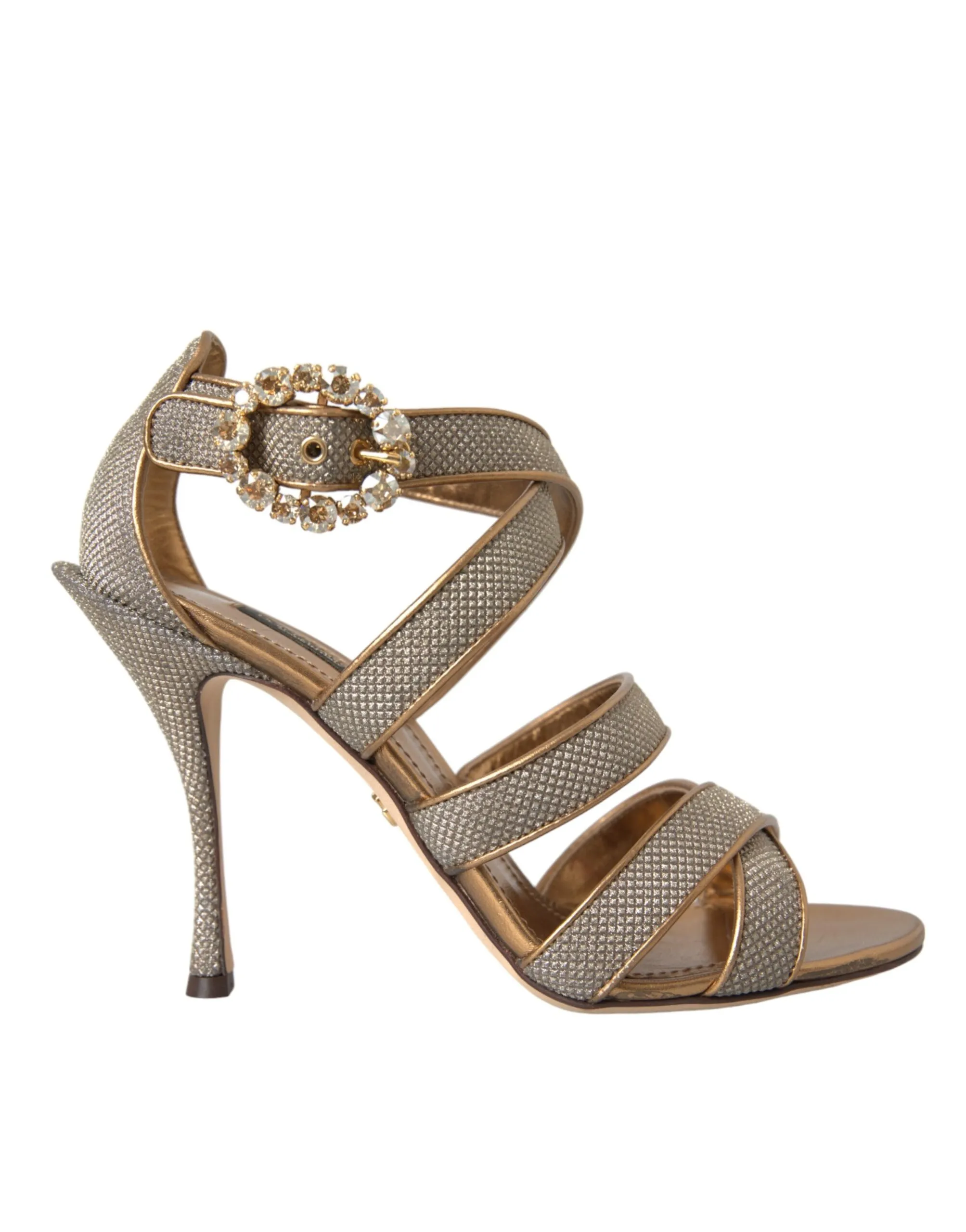 Dolce & Gabbana Women's Bronze Crystal Strap Heels Sandals Shoes