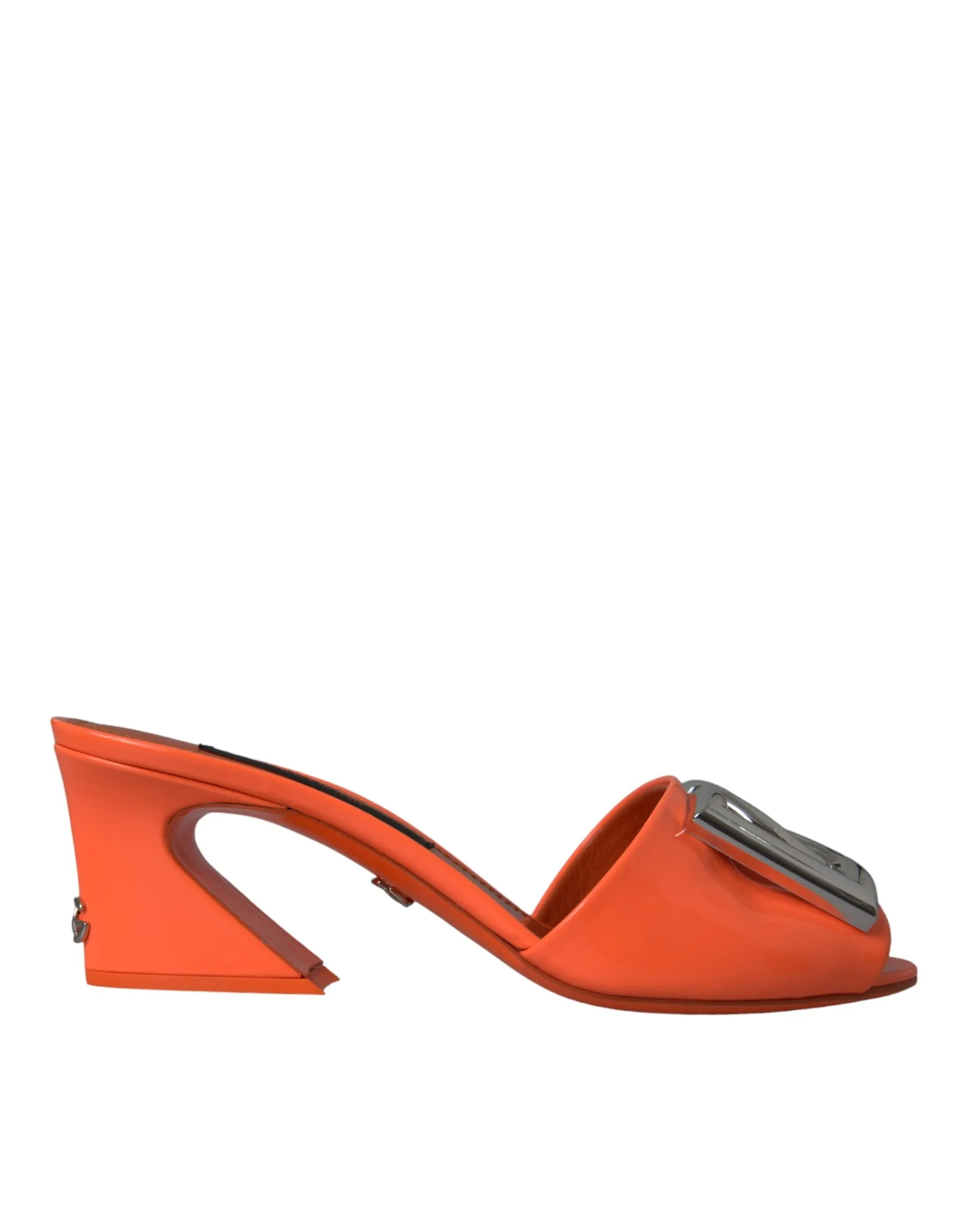 Dolce & Gabbana Women's Orange DG Logo Slides Heels Sandals Shoes