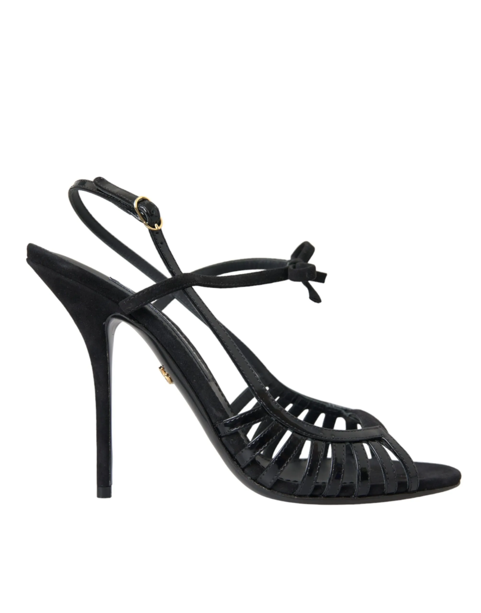 Dolce & Gabbana Women's Black Sandals Stilettos Suede Strap Shoes