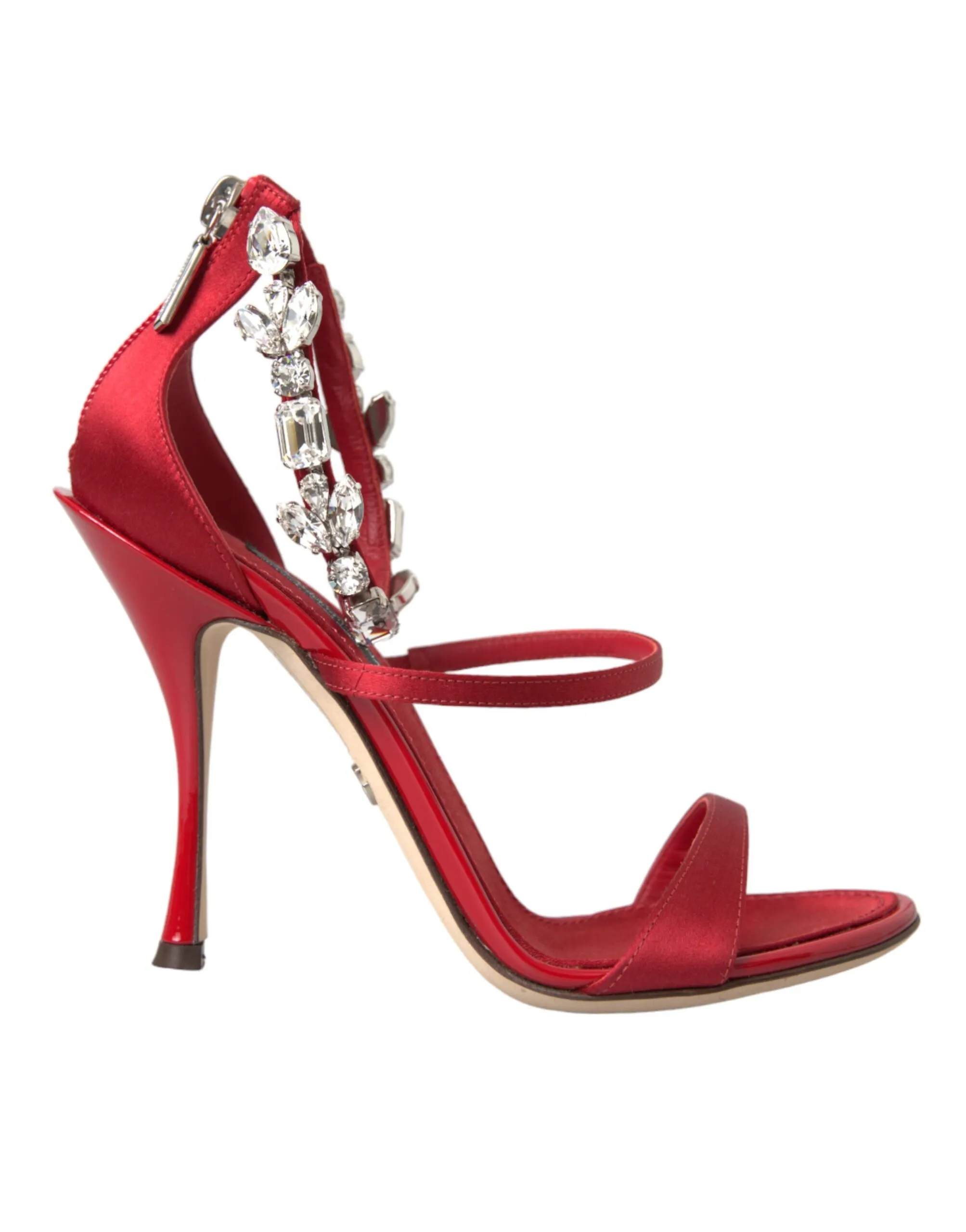 Dolce & Gabbana Women's Red Keira Satin Crystals Sandals Heels Shoes