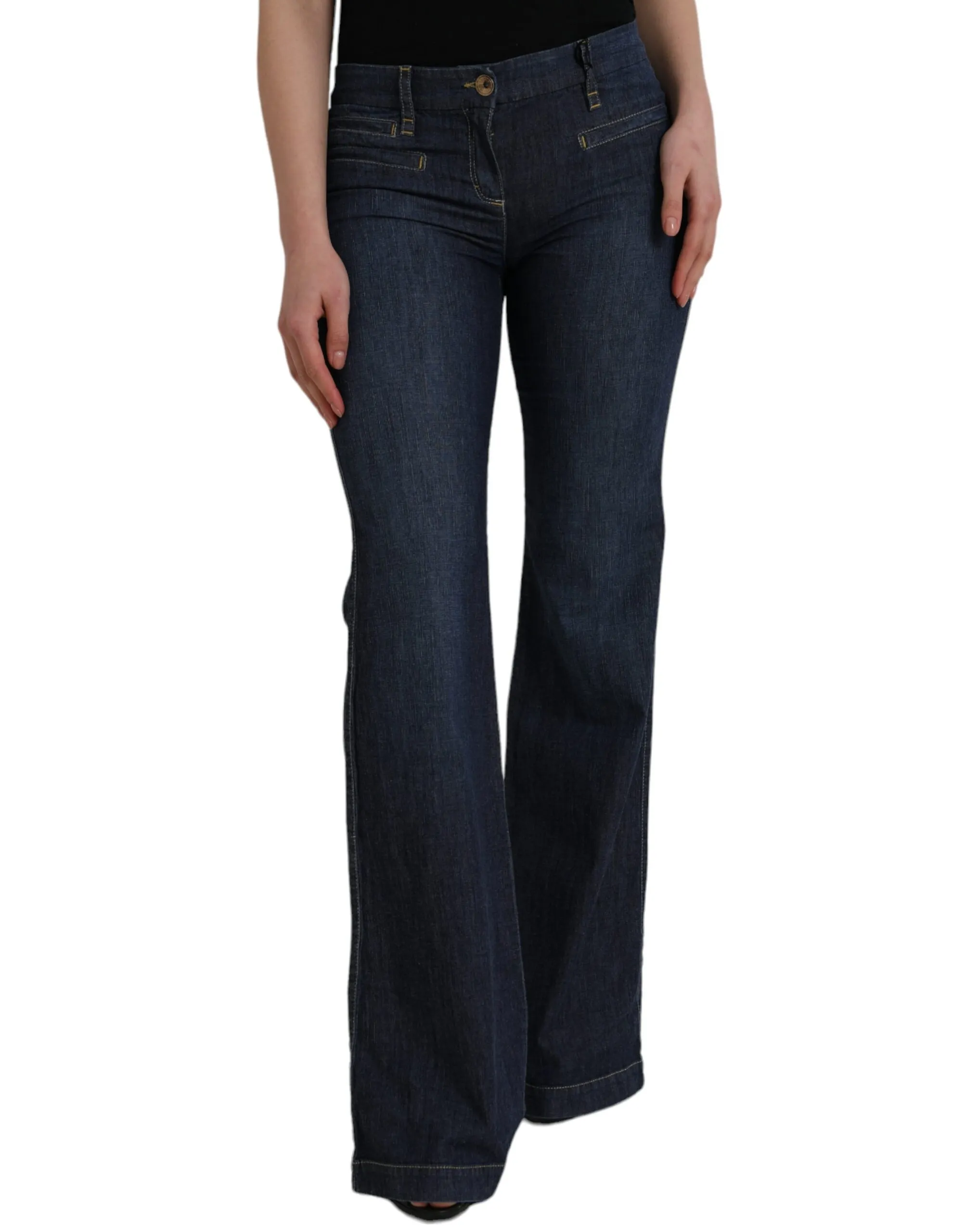PLEIN SUD Women's Dark Blue Cotton Bootcut Denim Jeans