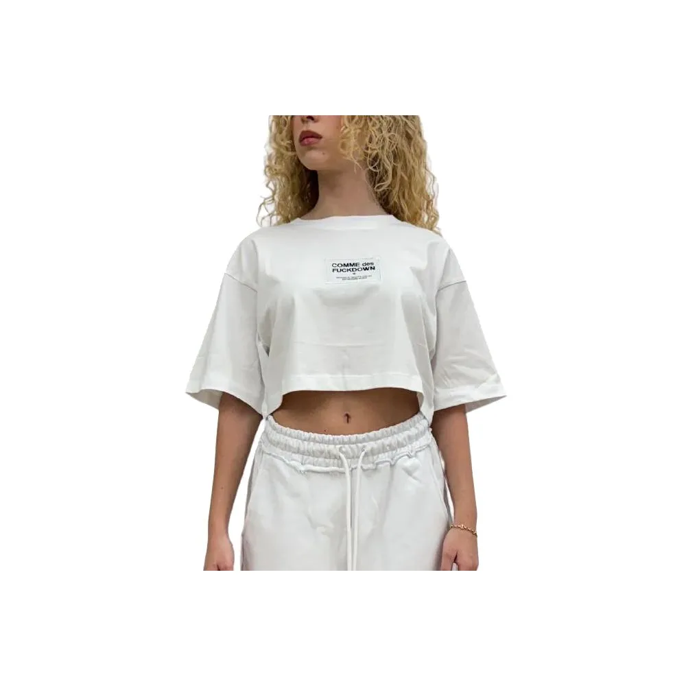 Comme Des Fuckdown Women's White Cotton Tops & T-Shirt