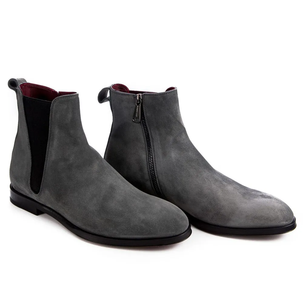 Dolce & Gabbana Men's Gray Leather Di Calfskin Boot
