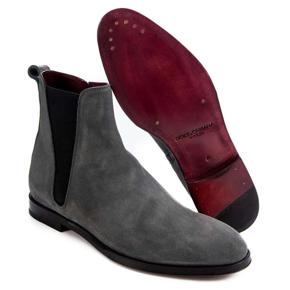Dolce & Gabbana Men's Gray Leather Di Calfskin Boot