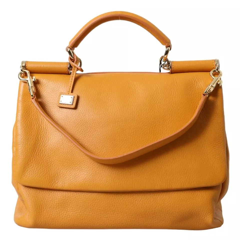 Dolce & Gabbana Women's Yellow Leather Hand Shoulder Purse Satchel SICILY Bag