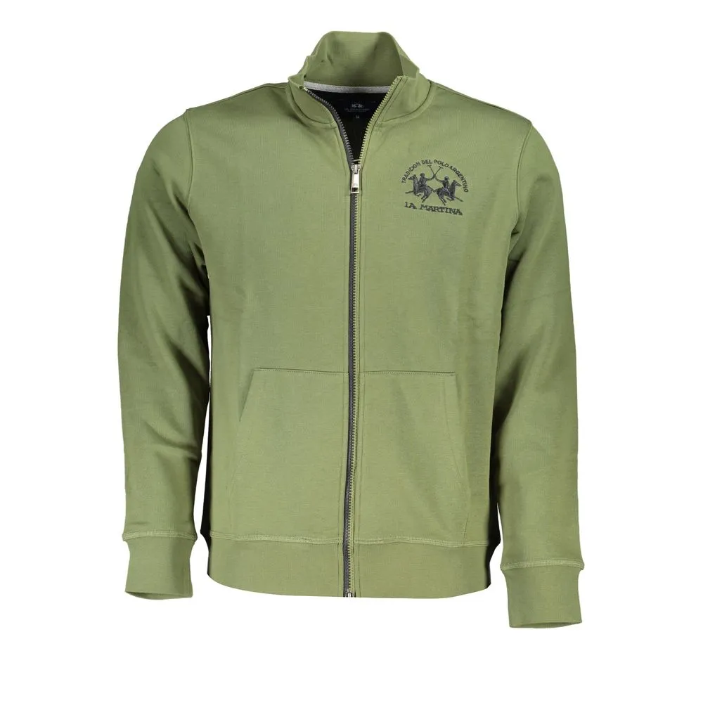La Martina Men's Classic Green Zippered Fleece Sweatshirt
