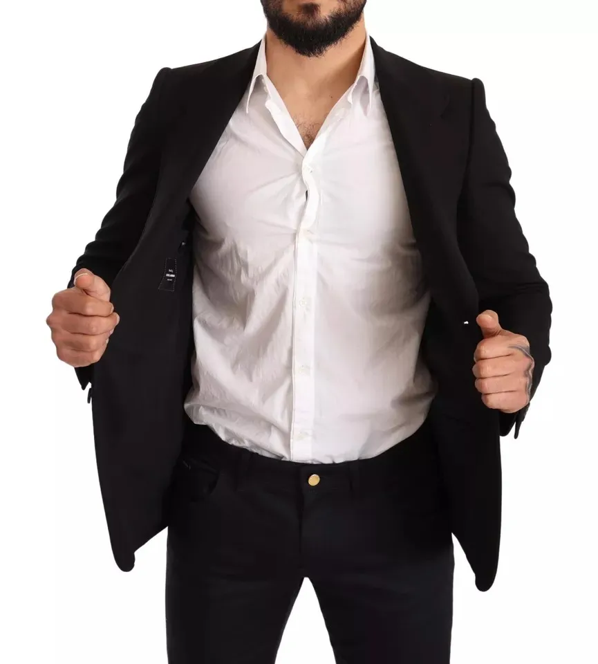 Dolce & Gabbana Men's Black Wool Slim Fit Coat Jacket Blazer
