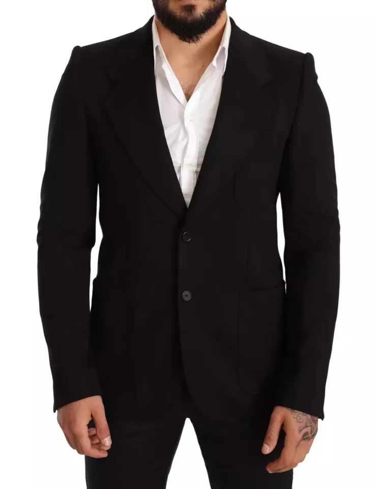 Dolce & Gabbana Men's Black Wool Slim Fit Coat Jacket Blazer