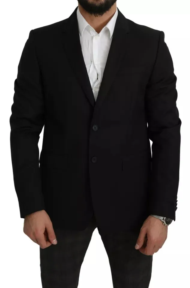 Dolce & Gabbana Men's Black Wool Slim Fit Notch Jacket Blazer