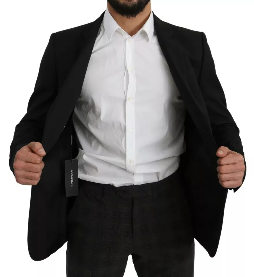 Dolce & Gabbana Men's Black Wool Slim Fit Notch Jacket Blazer