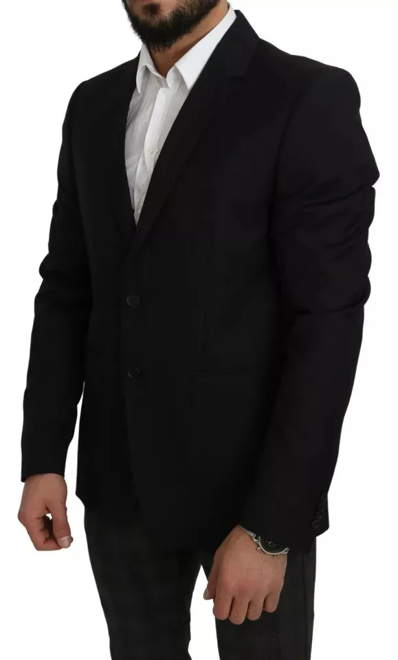 Dolce & Gabbana Men's Black Wool Slim Fit Notch Jacket Blazer