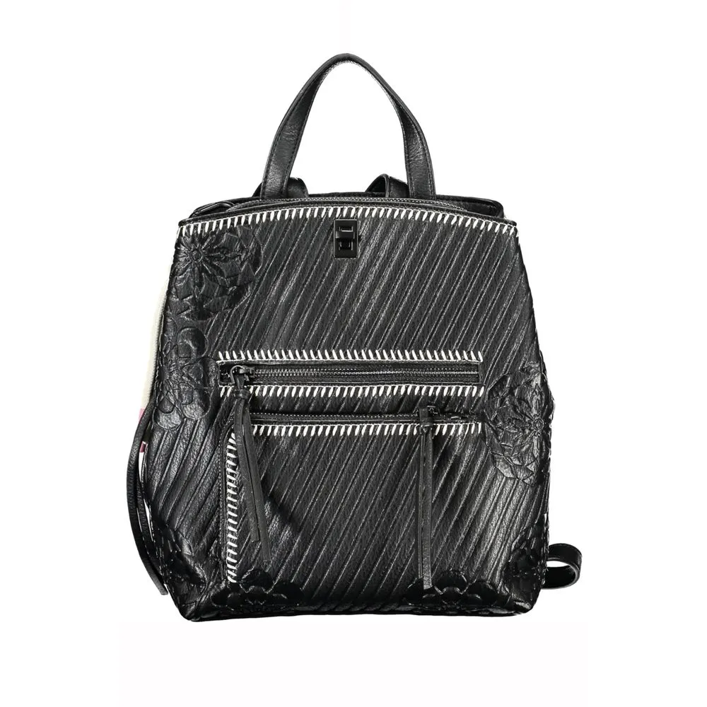 Desigual Women's Chic Black Backpack with Contrast Details
