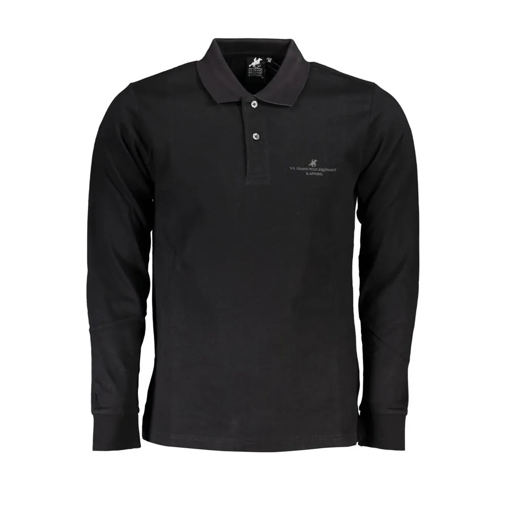 U.S. Grand Polo Men's Black Cotton Polo Shirt