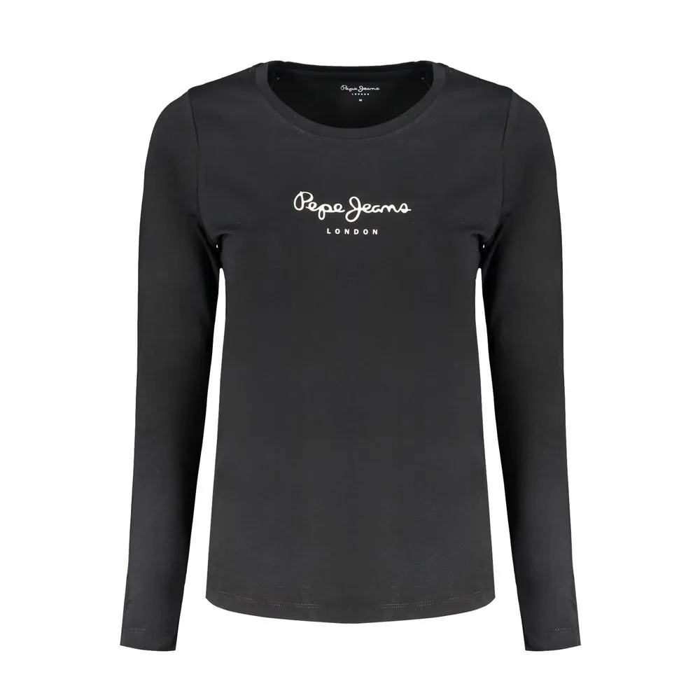 Pepe Jeans Women's Black Cotton Tops & T-Shirt