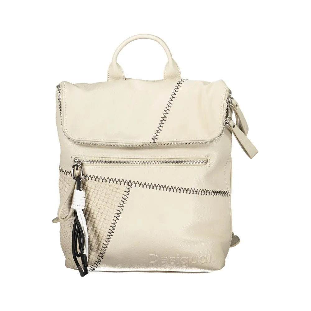 Desigual Women's Beige Chic Backpack with Contrasting Details