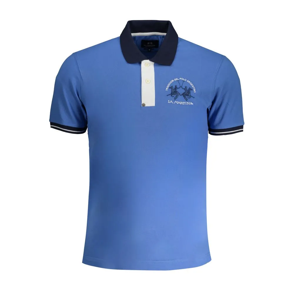 La Martina Men's Blue Cotton Polo Shirt