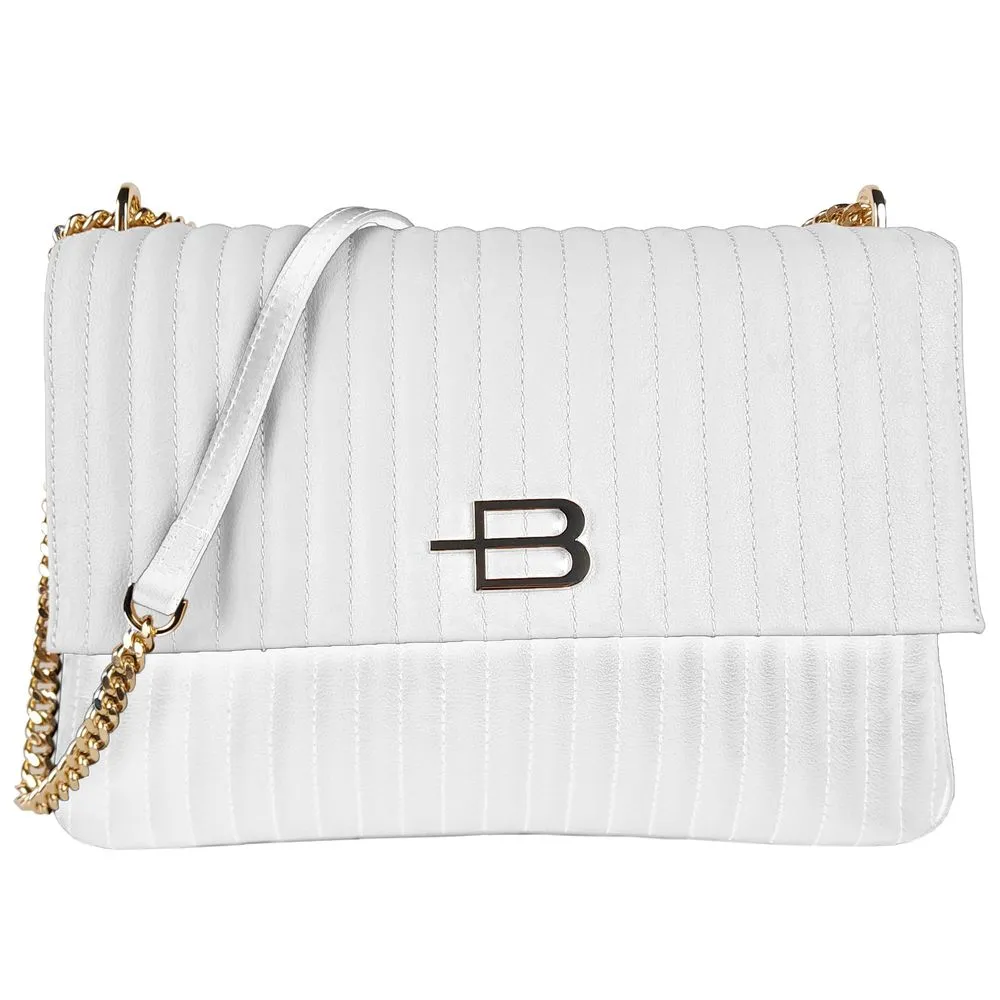 Baldinini Trend Women's Chic Quilted Calfskin Shoulder Bag with Chain Strap