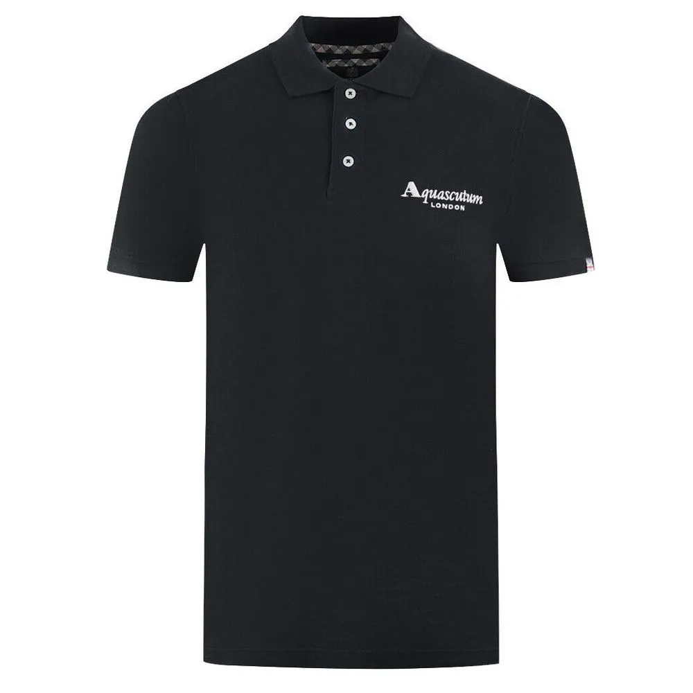 Aquascutum Men's Elegant Contrast Logo Cotton Polo Shirt