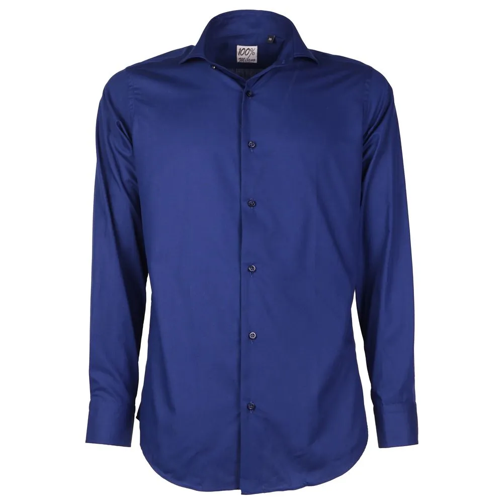 Made in Italy Men's Blue Cotton Shirt