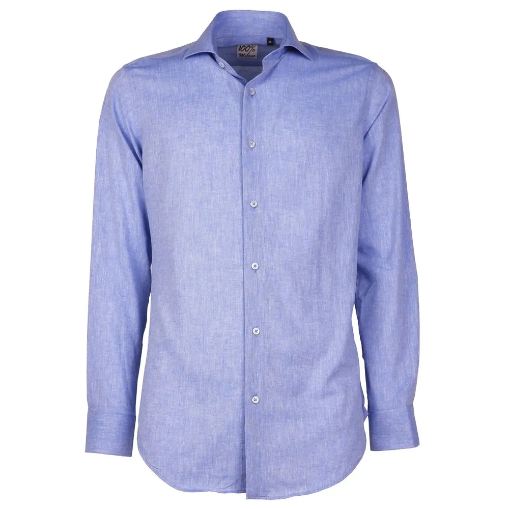 Made in Italy Men's Light Blue Cotton Shirt