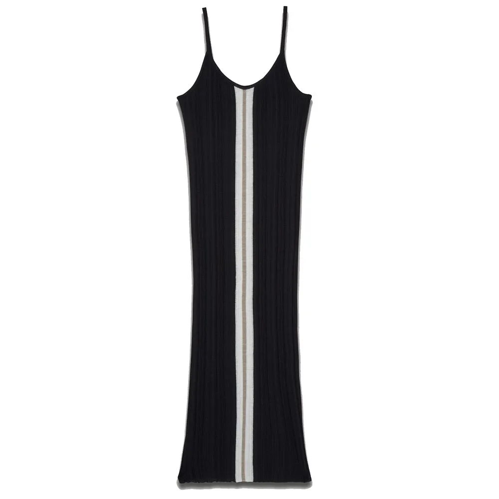 Palm Angels Women's Sleeveless Long Knit Dress with Stripe Detail