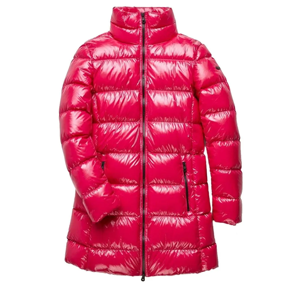 Refrigiwear Women's Fuchsia Shimmer Long Down Jacket