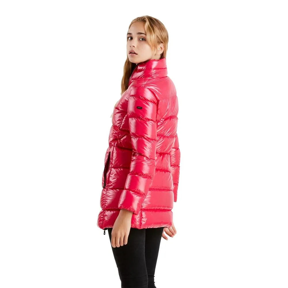 Refrigiwear Women's Fuchsia Shimmer Long Down Jacket