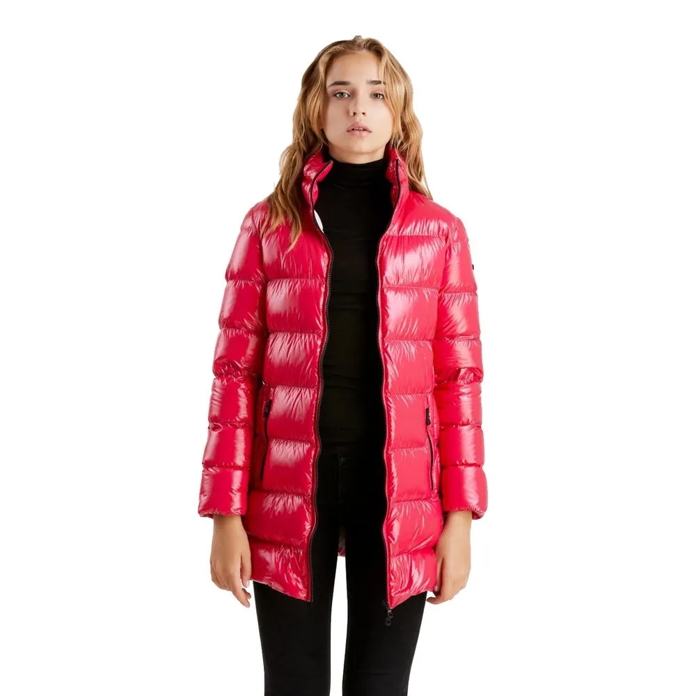 Refrigiwear Women's Fuchsia Shimmer Long Down Jacket