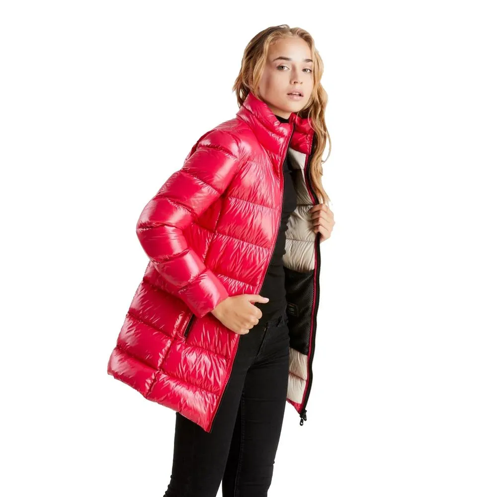 Refrigiwear Women's Fuchsia Shimmer Long Down Jacket