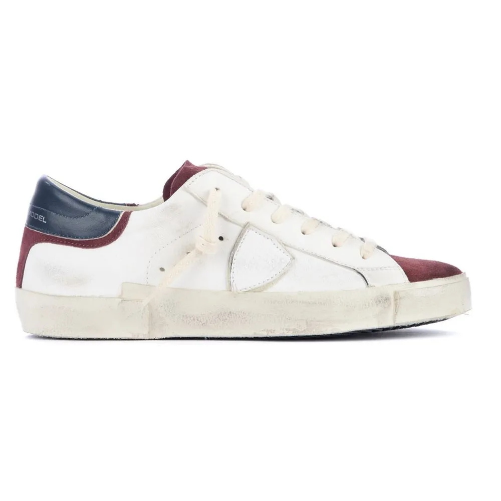 Philippe Model Men's Elegant Leather Sneakers with Suede Accents