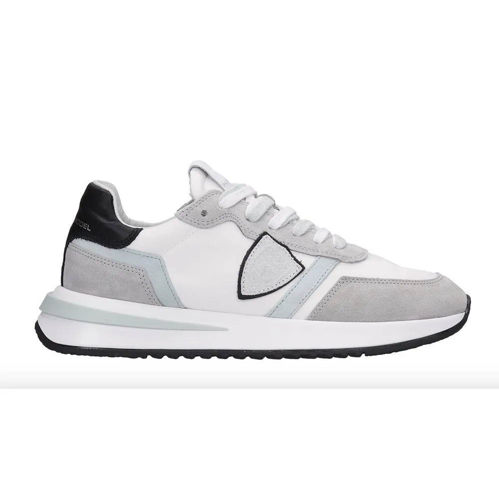 Philippe Model Women's Chic White Fabric Sneakers with Leather Accents