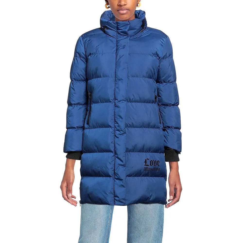 Love Moschino Women's Chic Long Down Jacket with Logo Detail