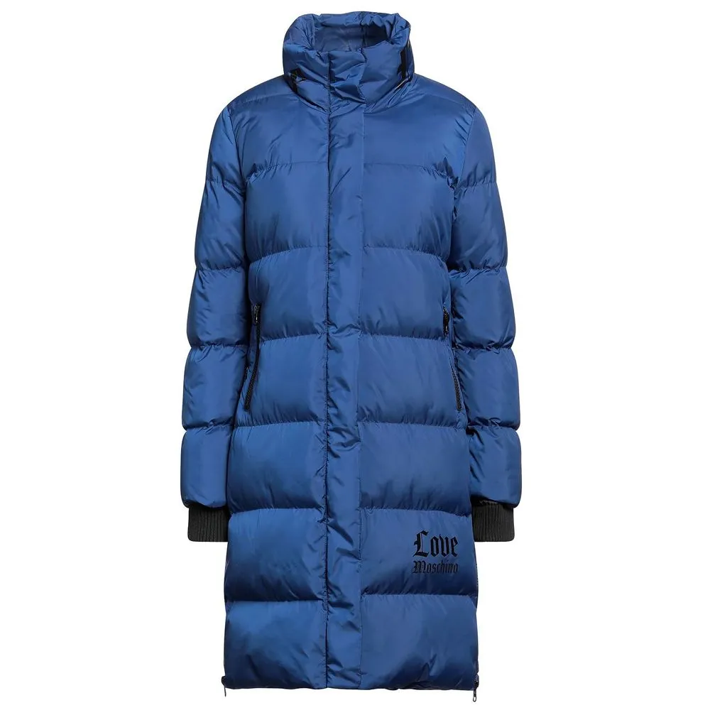 Love Moschino Women's Chic Long Down Jacket with Logo Detail